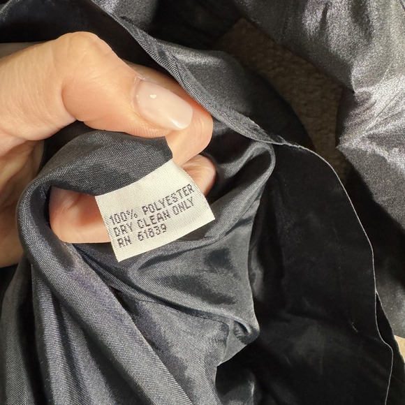 Teri Jon Dress Womens 8 Black Satin Fit Flare 3/4 Sleeve Floral Applique Formal - Picture 9 of 12